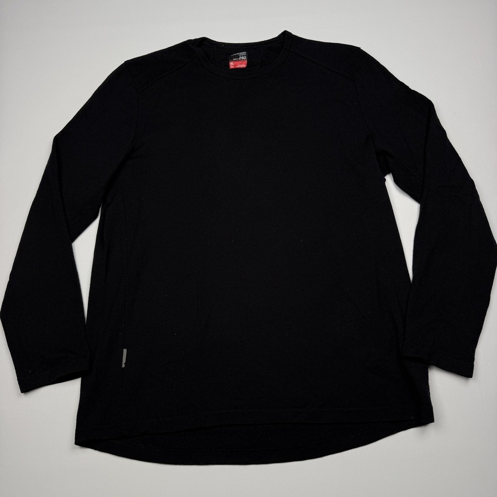 Icebreaker Shirt Mens XL Black Long Sleeve Bodyfit 260 Merino Wool Base Layer